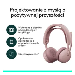 Słuchawki LOGITECH Zone Wireless 2 ES Bezprzewodowe, Nauszne, ANC Różowy