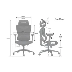 Fotel Anda Seat X-Air Mega XL Mesh Gamingowy do 120kg Tkanina Szary