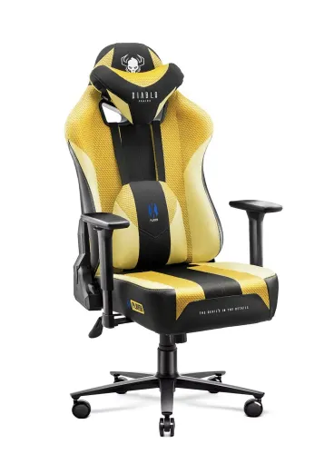 Fotel Diablo Chairs X-Player 2.0 Normal Size Gamingowy do 150kg Skóra ECO Tkanina Dark sunflower