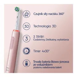 Электрическая зубная щетка Oral-B Pro 3 Pink Cross Action Pink