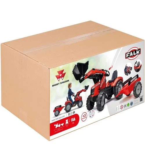 Traktor Na Pedały Dla Dzieci 3-6 Lat Do 50Kg Falk Massey Ferguson Przyczepa Klakson Łańcuch