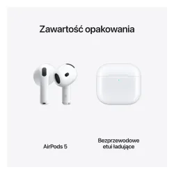 Apple AirPods 5 z Bezprzewodowym Etui Ładującym Douszne Bluetooth 5.3 Funkcje AI Biały