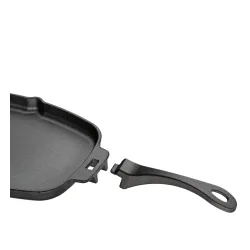 KUCHENPROFI BBQ 33 x 21 cm - patelnia żeliwna z odpinaną rączką i deską do serwowania