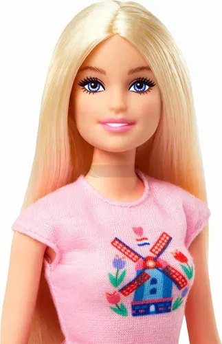 LALKA BARBIE PINK PASSPORT HOLANDIA lalka z rowerem + akcesoria HWJ00