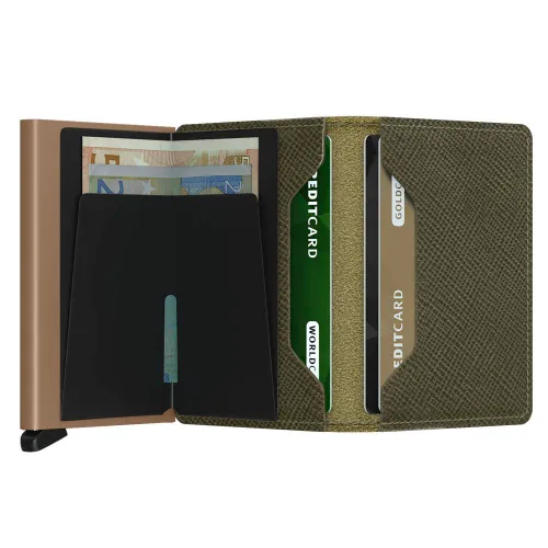 Slimwallet Secrid Saffiano-zeytin Küçük RFID Cüzdanı