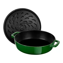 STAUB Stewing 28 cm zielona - patelnia żeliwna z pokrywką