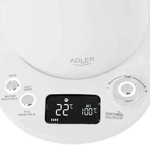 ADLER AD 1349w 1 l - czajnik elektryczny bezprzewodowy metalowy z regulacją temperatury