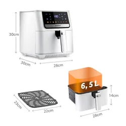 Air Fryer Frytkownica beztłuszczowa BERDSEN BD-662 Biały 6.5l 8 automatycznych programów