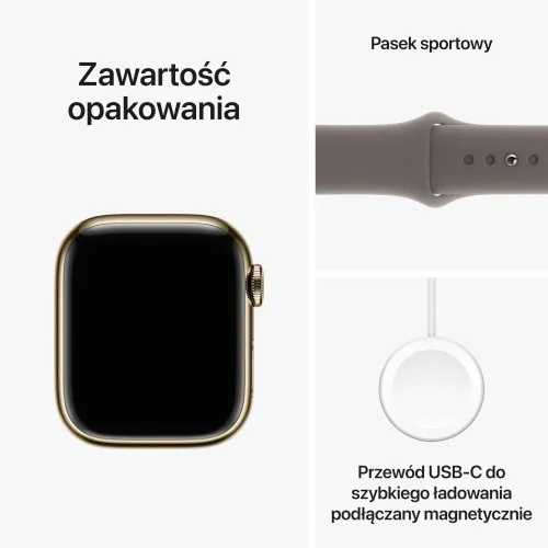 Смарт-часы Apple Watch Series 9 GPS + сотовый чехол 41 мм из нержавеющей стали злотый Спортивный ремешок пепельно-коричневый M / L