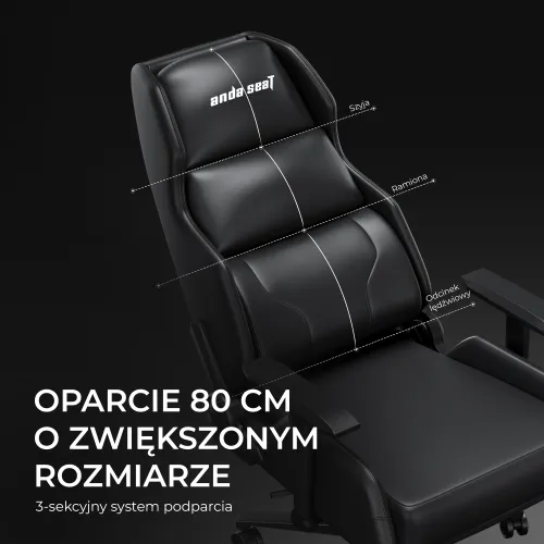 Fotel Anda Seat X1 Gaming Sofa Elegant Black Gamingowy do 120kg Skóra Eco Czarny