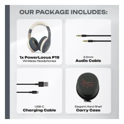 Słuchawki bezprzewodowe PowerLocus P19 Asphalt Grey Nauszne Bluetooth 5.3 Szaro-beżowy