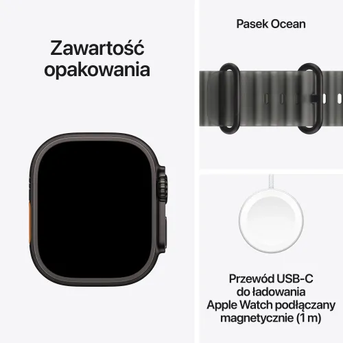 Apple Watch Ultra 4 GPS + Cellular koperta z tytanu czarny 49mm Pasek Ocean w kolorze półprzezroczystej czerni