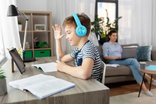 PowerLocus PLED Bezprzewodowe Słuchawki Bluetooth dla dzieci z LED niebiesko-pomarańczowe