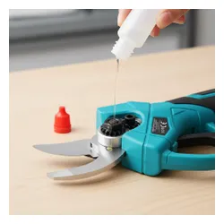 Ogrodowy sekator akumulatorowy elektryczny do gałęzi 2 akumulatory niebieski