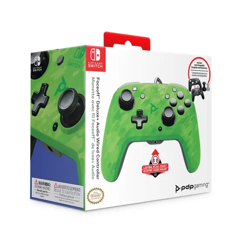 Pad PDP Faceoff Deluxe+ Audio do Nintendo Switch Przewodowy camo zielony