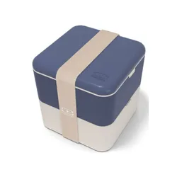 Kwadratowy pojemnik na lunch MB Square Bento Box Monbento - natural / blue