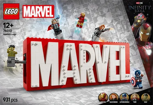 LEGO Klocki Super Heroes 76313 Logo MARVEL z minifigurkami