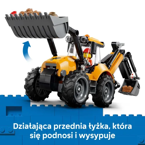 LEGO City 60480 Żółta koparko-ładowarka, zestaw klocków 7+