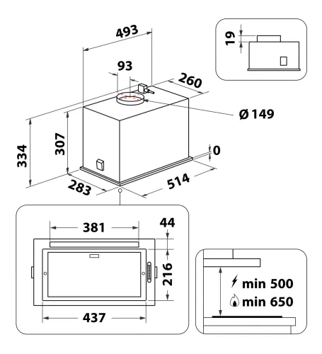 Okap Whirlpool WCT3 63F LTK Czarny