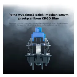 Klawiatura gamingowa Rampage Snug Blue przewodowa mechaniczna podświetlana biało-szara