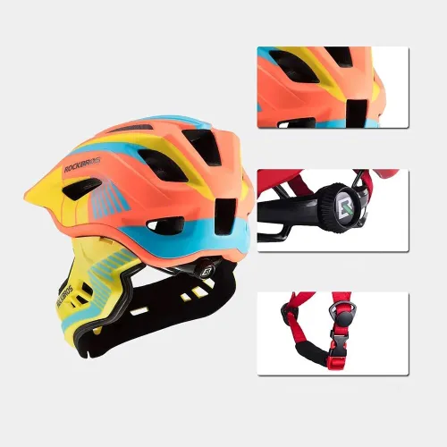 Kask rowerowy ROCKBROS TT-32SOYB-S Żółto-pomarańczowy dla Dzieci (rozmiar S)