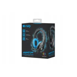 Słuchawki przewodowe z mikrofonem Fury Phantom Nauszne Czarno-niebieski