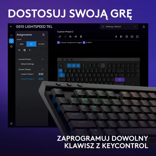 Klawiatura mechaniczna Logitech G515 LIGHTSPEED TKL Czarny