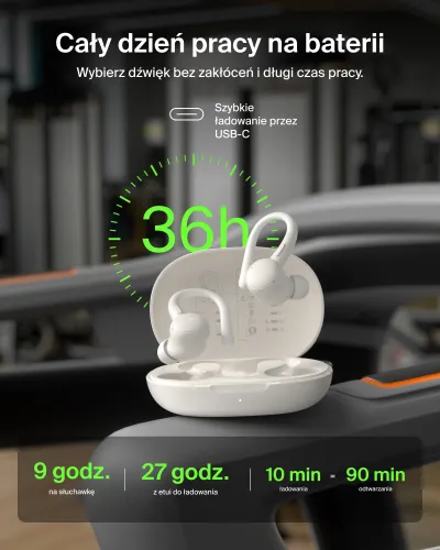 Słuchawki bezprzewodowe Belkin SoundForm ActiveFit Dokanałowe z zaczepami Bluetooth 5.4 Kremowy