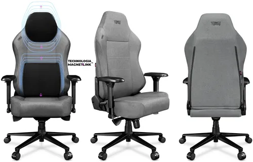 Fotel YUMISU 2054 Magnetic Jasnoszaro-czarny