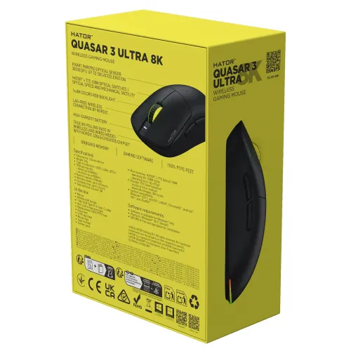 Myszka gamingowa Hator Quasar 3 Ultra 8K Wireless Czarny
