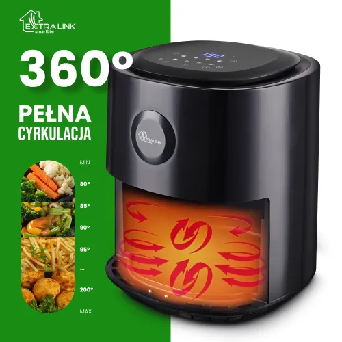 Air Fryer Frytkownica beztłuszczowa EXTRALINK SJ-400 4l Wi-Fi programator czasowy