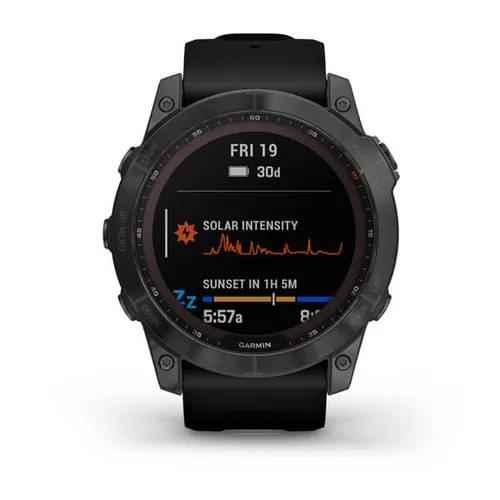 Smartwatch Garmin Fenix 7x Sapphire Solar Tytanowy Szary DLC z czarnym paskiem (010-02541-11)