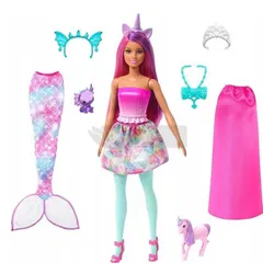 LALKA BARBIE PRZEBIERANKI syrenka jednorożec HLC28