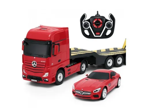 Zdalnie sterowany samochód COIL auto RC pilot duży zestaw 2 auta Mercedes Actros z lawetą 1:24 RTR czerwony