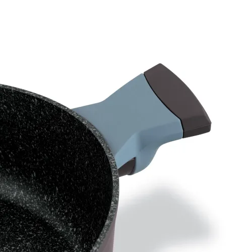 Patelnia na indukcję marmurowa z pokrywką Starke Pro Luxury Grey II 28 cm krótkie uchwyty