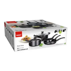 Zestaw garnków Banquet CZARNE patelnia kuchenne prezent aluminiowe 7 el.