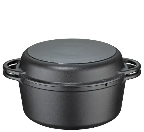 KUCHENPROFI Bbq 5 l - garnek żeliwny z patelnią grillową