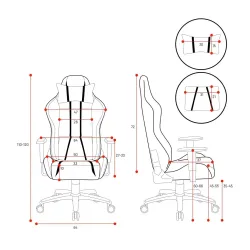 Fotel Diablo Chairs X-One 2.0 Small Burned Black Gamingowy do 90kg Tkanina Czarny