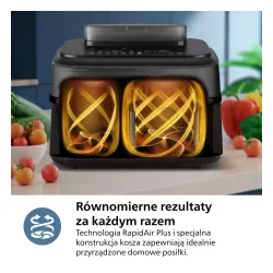 Air fryer Philips Ovi Dual Basket NA552/00 2750W 9l Aplikcja mobilna Gotowanie na parze