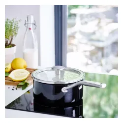 KITCHENAID Steel Core Enamel 2,4 l czarny - rondel emaliowany z pokrywką