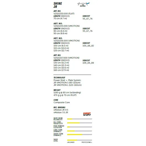 Narty Volkl Racetiger Shine 130-160 + wiązania vMotion 7.0 2026