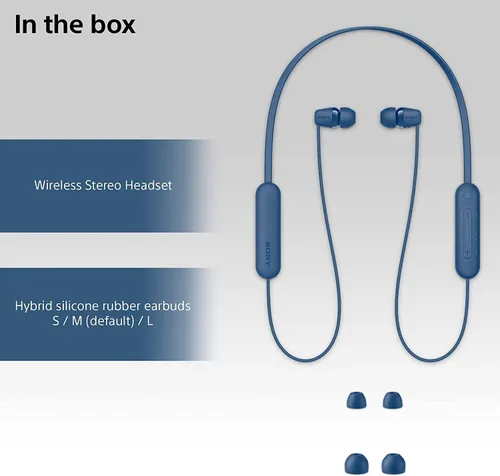 Słuchawki bezprzewodowe Sony WI-C100 Dokanałowe Bluetooth 5.0 Niebieski