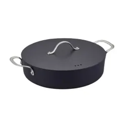 BRABANTIA Zenn 28 cm czarna - głęboka patelnia nieprzywierająca z dwoma uchwytami i pokrywką