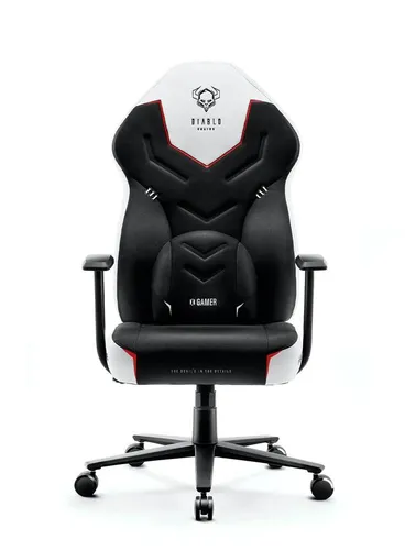 Fotel Diablo Chairs X-Gamer 2.0 Normal Size Gamingowy do 150kg Skóra ECO Tkanina Snow white