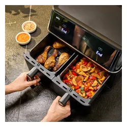 Air Fryer Frytkownica beztłuszczowa BRAUN TwinCook 5 TD5030I 10l z 8 automatycznymi programami, podwójnym koszem i okienkiem do obserwacji postępów gotowania