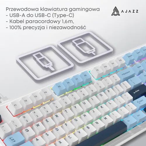 Klawiatura magnetyczna Ajazz AK980 MAX Biało-Niebieski