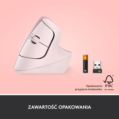 Myszka Logitech Lift praworęczny - różowy