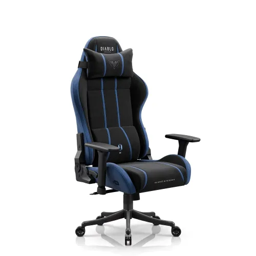 Fotel Diablo Chairs X-One 2.0 Small Night Blue Gamingowy do 90kg Tkanina Czarno-Niebieski