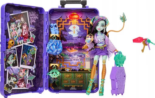 LALKA MONSTER HIGH STRASZYSEKRETY S7 Jinafire Long wakacje zestaw z walizką