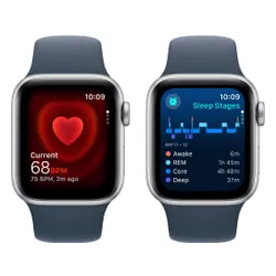 Apple Watch SE GPS + сотовый 40 мм алюминиевый серебристый / штормовой синий спортивный ремешок M / L